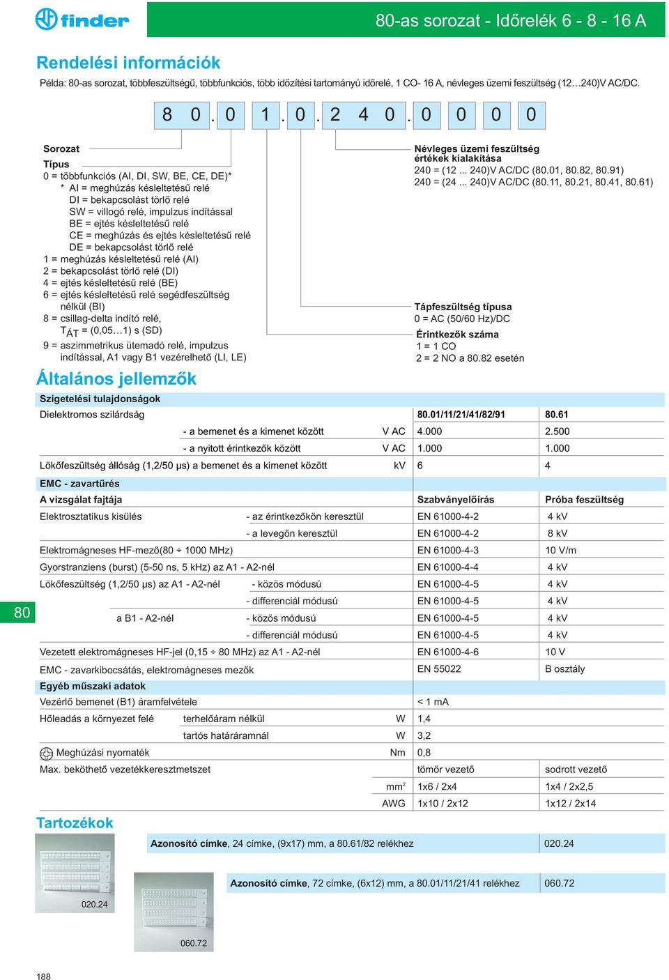 0 0 0 0 orozat ípus 0 = többfunkciós (AI, DI, W, BE, CE, DE)* * AI = meghúzás késleltetésû relé DI = bekapcsolást törlõ relé W = villogó relé, impulzus indítással BE = ejtés késleltetésû relé CE =