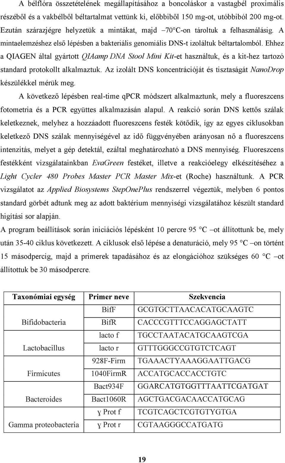 Ehhez a QIAGEN által gyártott QIAamp DNA Stool Mini Kit-et használtuk, és a kit-hez tartozó standard protokollt alkalmaztuk.