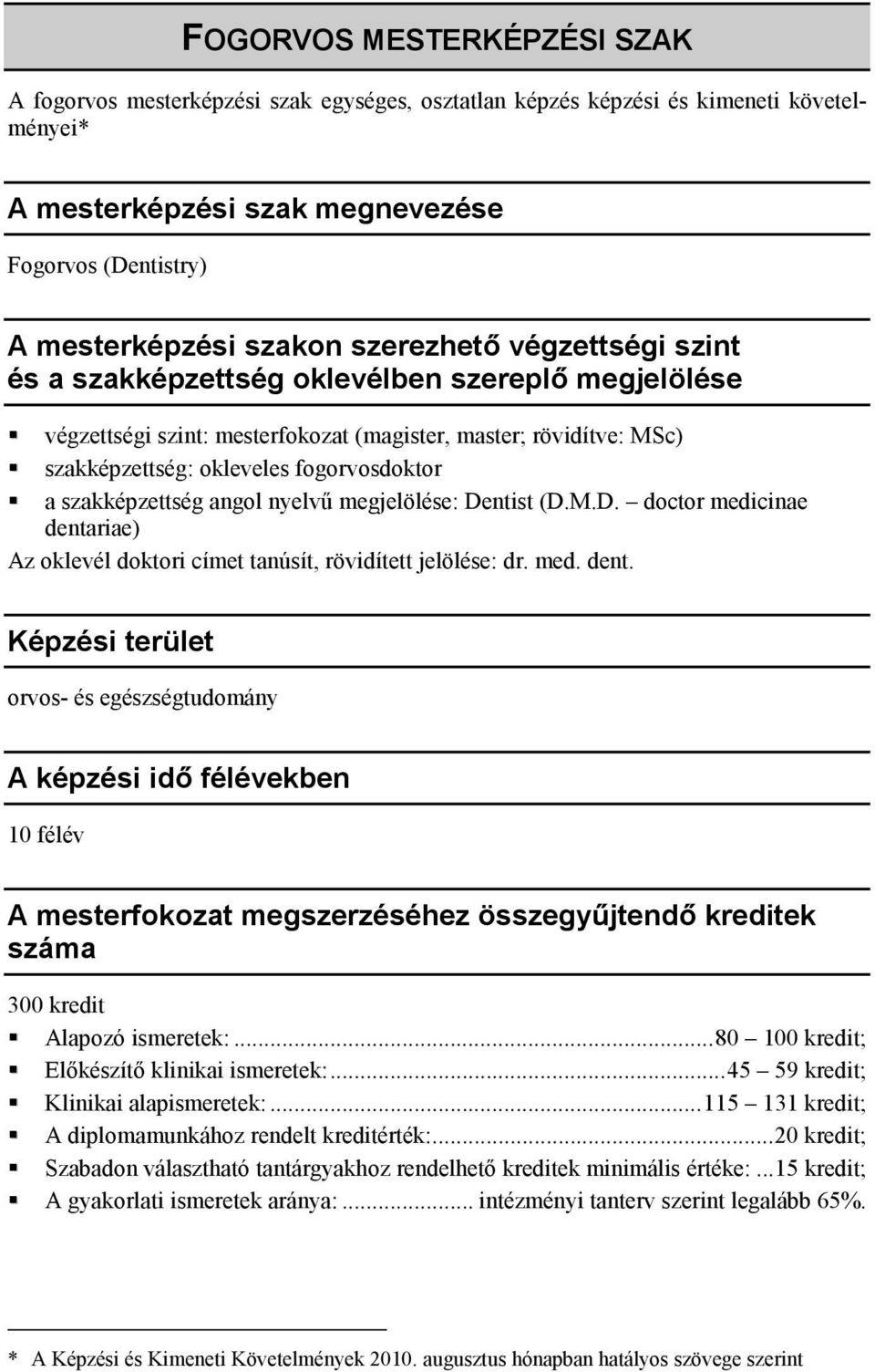 szakképzettség angol nyelvű megjelölése: Dentist (D.M.D. doctor medicinae denta