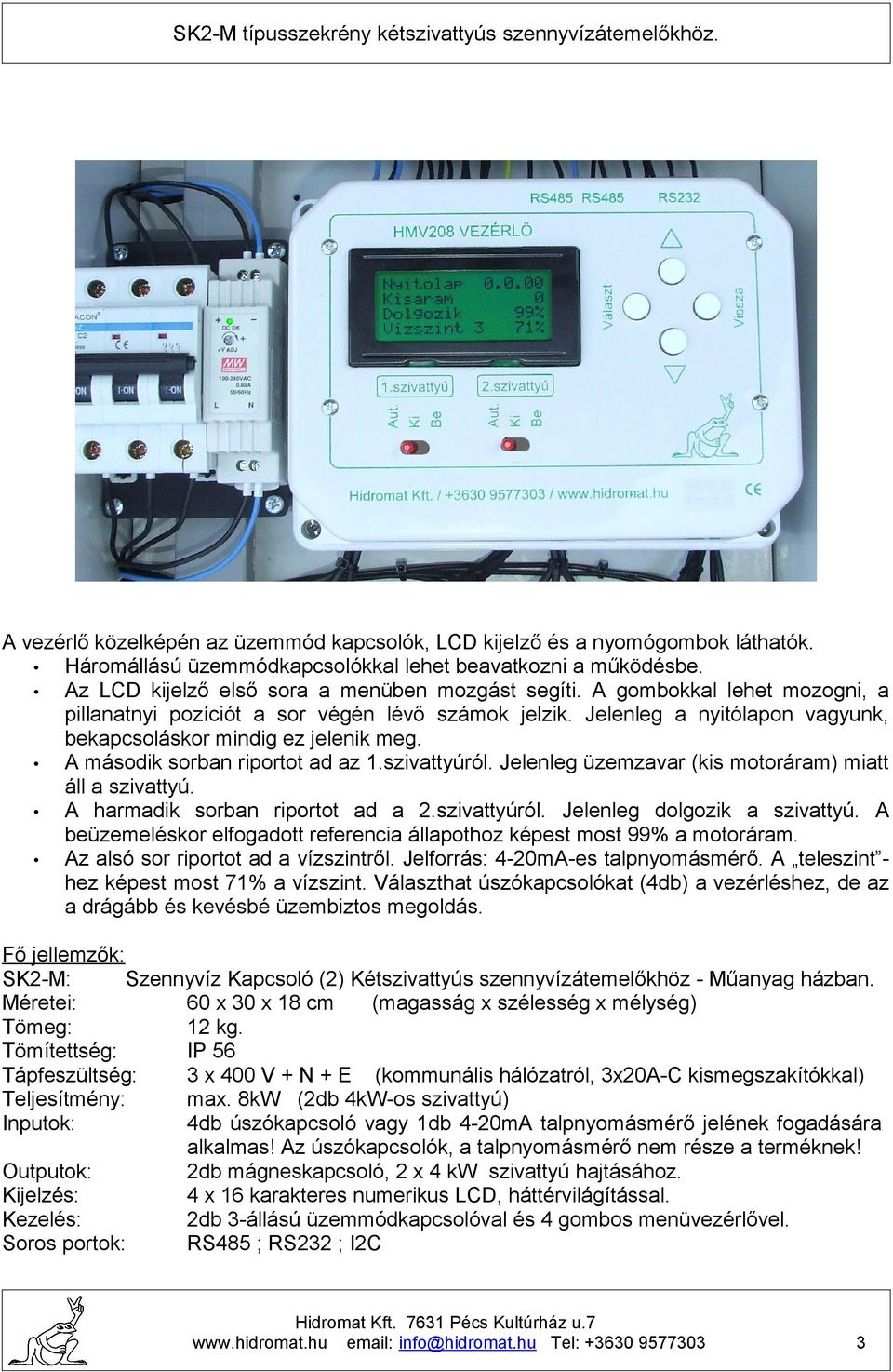SK2-M típusszekrény kétszivattyús szennyvízátemelőkhöz. - PDF Free Download