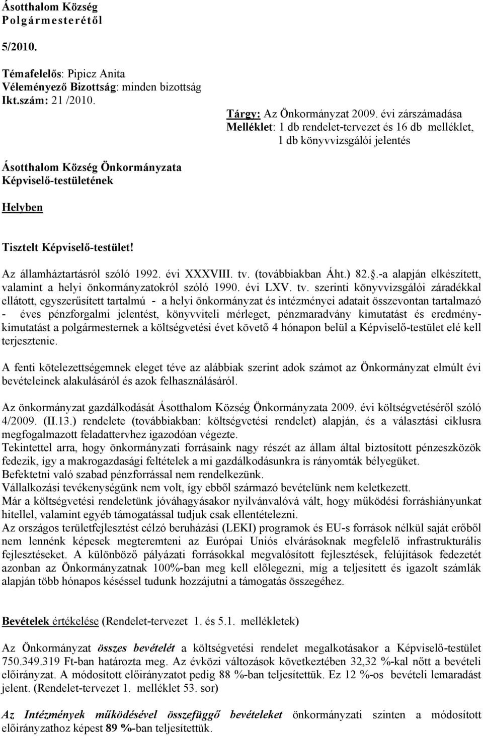 Az államháztartásról szóló 1992. évi XXXVIII. tv.