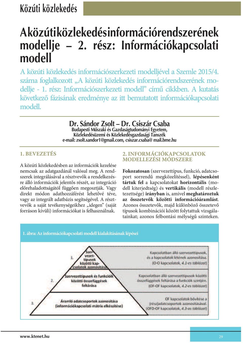 A kutatás következő fázisának eredménye az itt bemutatott információkapcsolati modell. Dr. Sándor Zsolt Dr.
