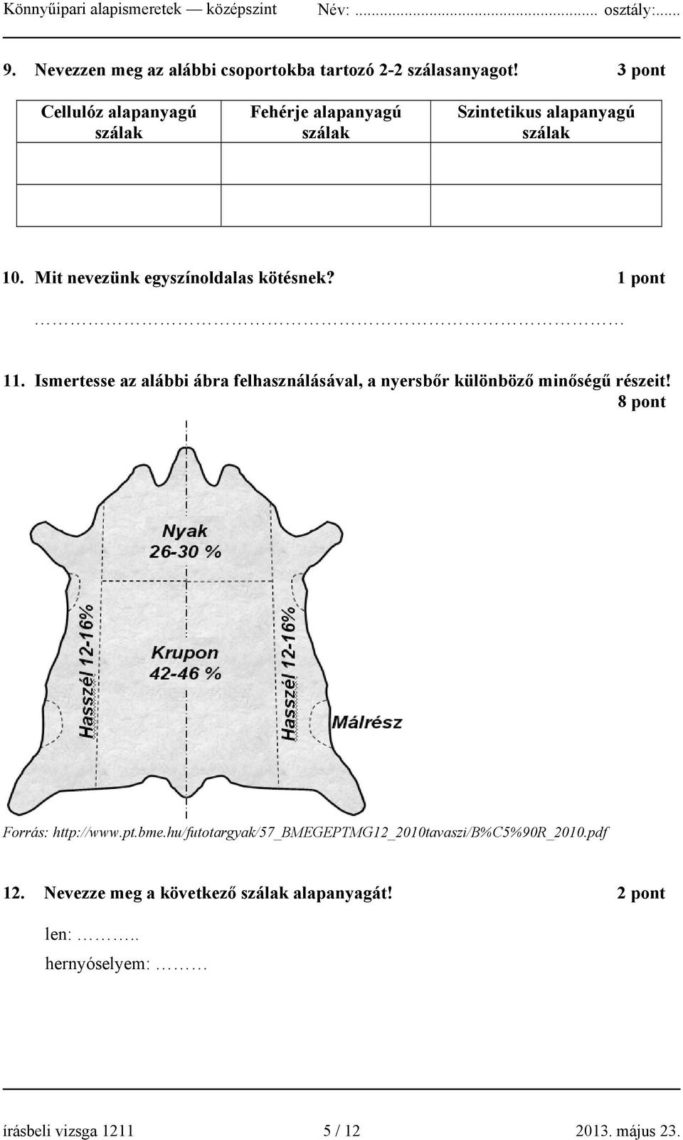 Mit nevezünk egyszínoldalas kötésnek? 1 pont 11.