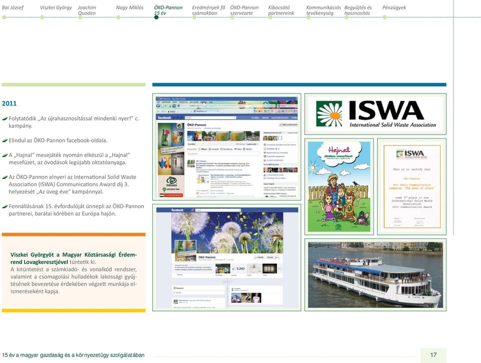 Az elnyeri az Interna onal Solid Waste Associa on (ISWA) Communica ons Award díj 3. helyezését Az üveg éve kampánnyal. Fennállásának 15.