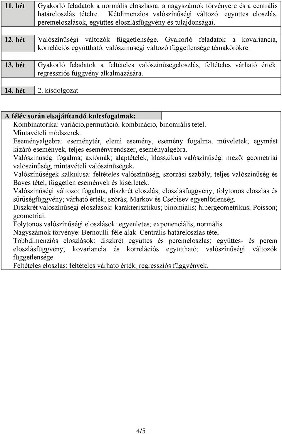 Gyakorló feladatok a kovariancia, korrelációs együttható, valószínűségi változó függetlensége témakörökre. 13.