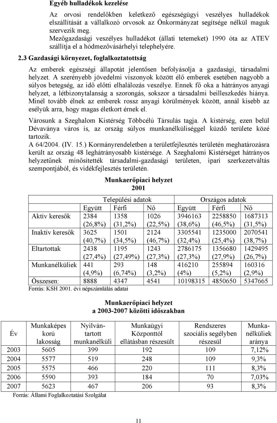 3 Gazdasági környezet, foglalkoztatottság Az emberek egészségi állapotát jelentősen befolyásolja a gazdasági, társadalmi helyzet.