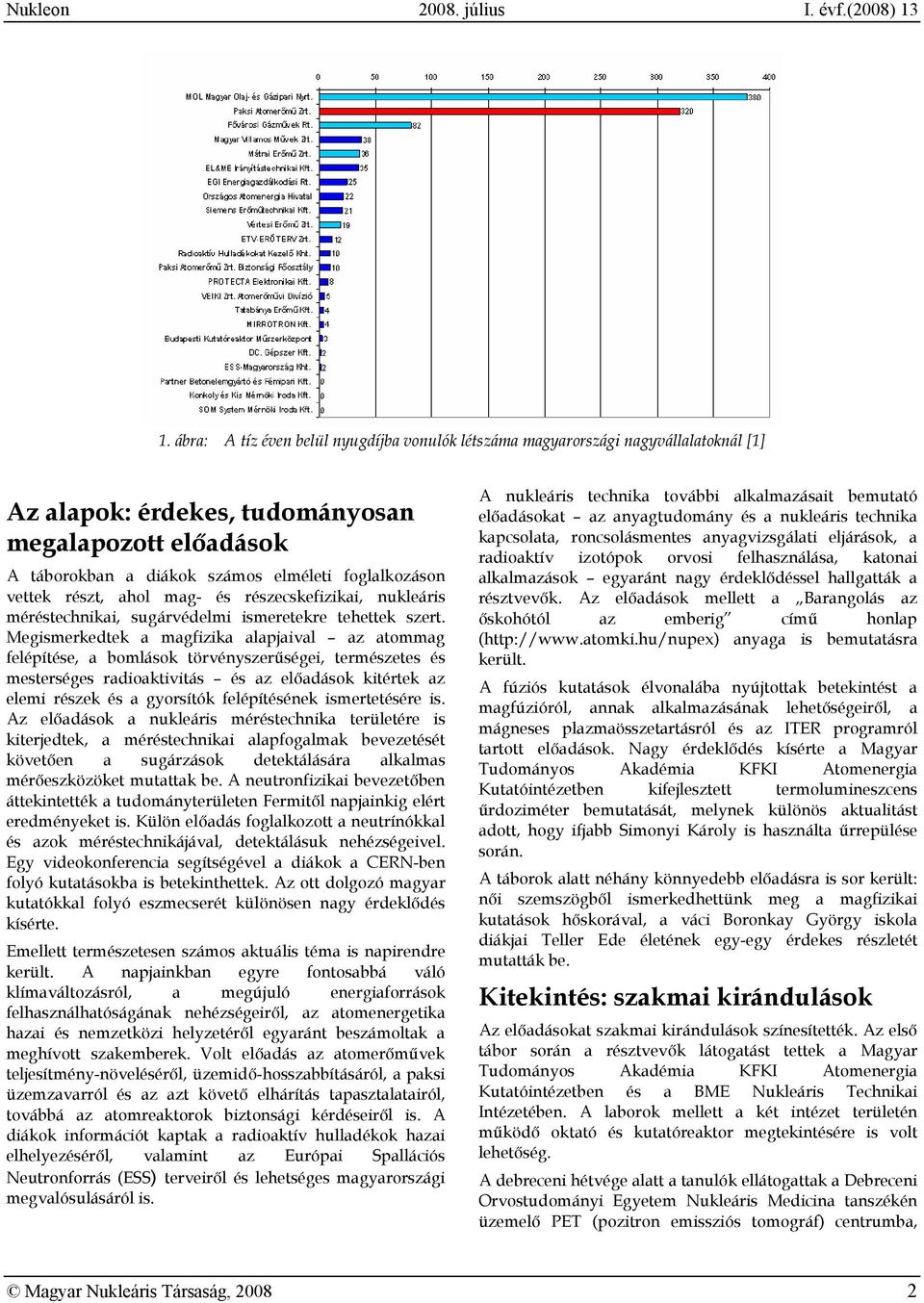 Megismerkedtek a magfizika alapjaival az atommag felépítése, a bomlások törvényszerűségei, természetes és mesterséges radioaktivitás és az előadások kitértek az elemi részek és a gyorsítók