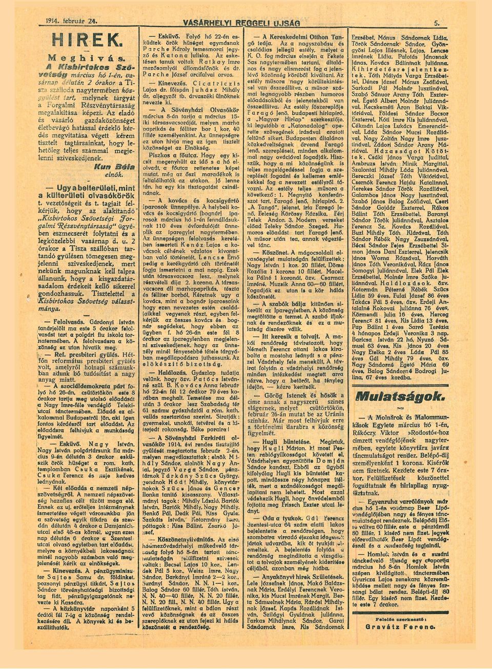 gyűlt ügy belterületi, mint külterületi olvsókörök t. vezetőségeit t.