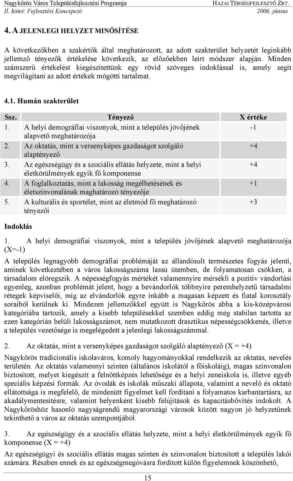 A helyi demográfiai viszonyok, mint a település jövőjének -1 alapvető meghatározója 2. Az oktatás, mint a versenyképes gazdaságot szolgáló +4 alaptényező 3.