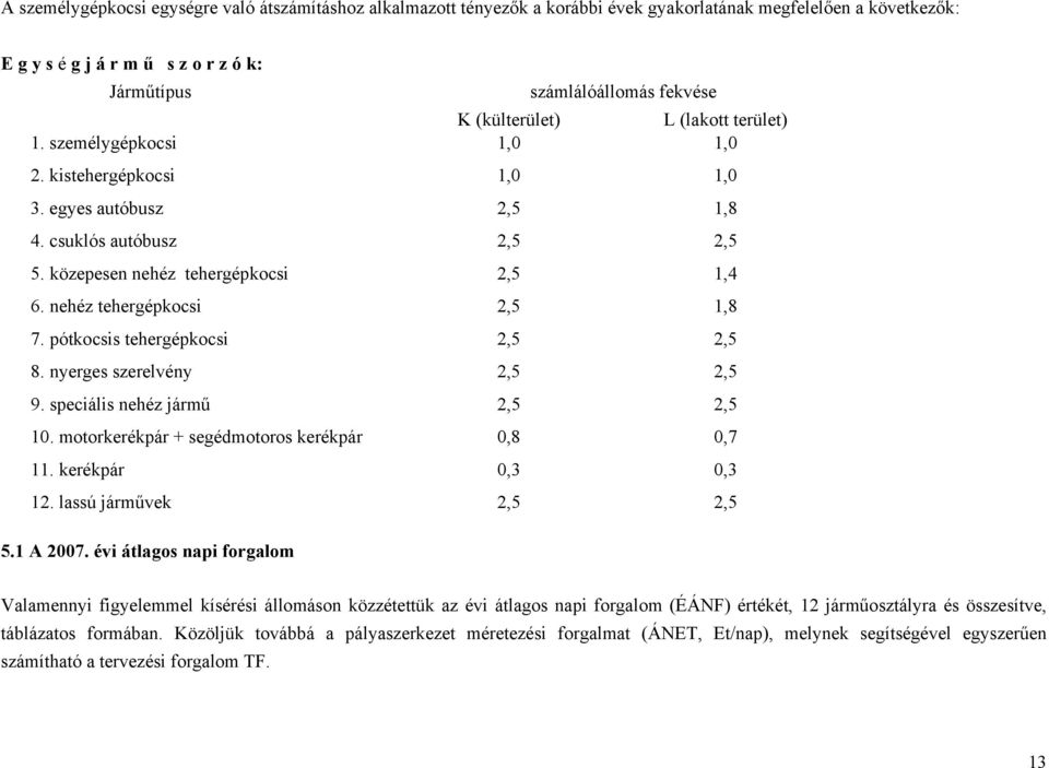 pótkocsis tehergépkocsi 2,5 2,5 8. nyerges szerelvény 2,5 2,5 9. speciális jármű 2,5 2,5 1. motorkerékpár + segédmotoros kerékpár,8,7 11. kerékpár,3,3 12. lassú járművek 2,5 2,5 5.1 A 27.