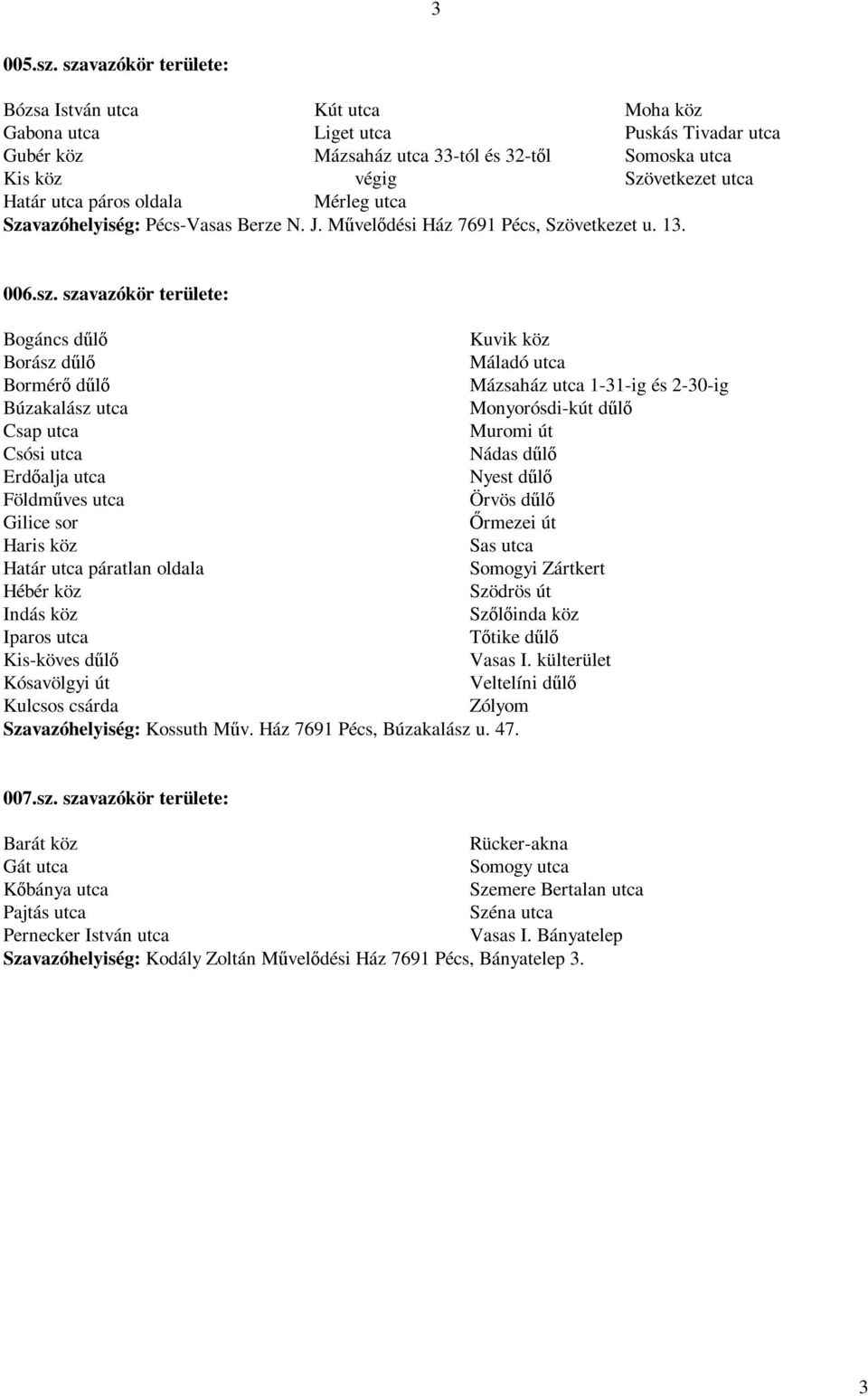 J. Művelődési Ház 7691 Pécs, Szövetkezet u. 13. Moha köz Puskás Tivadar utca Somoska utca Szövetkezet utca 006.sz.