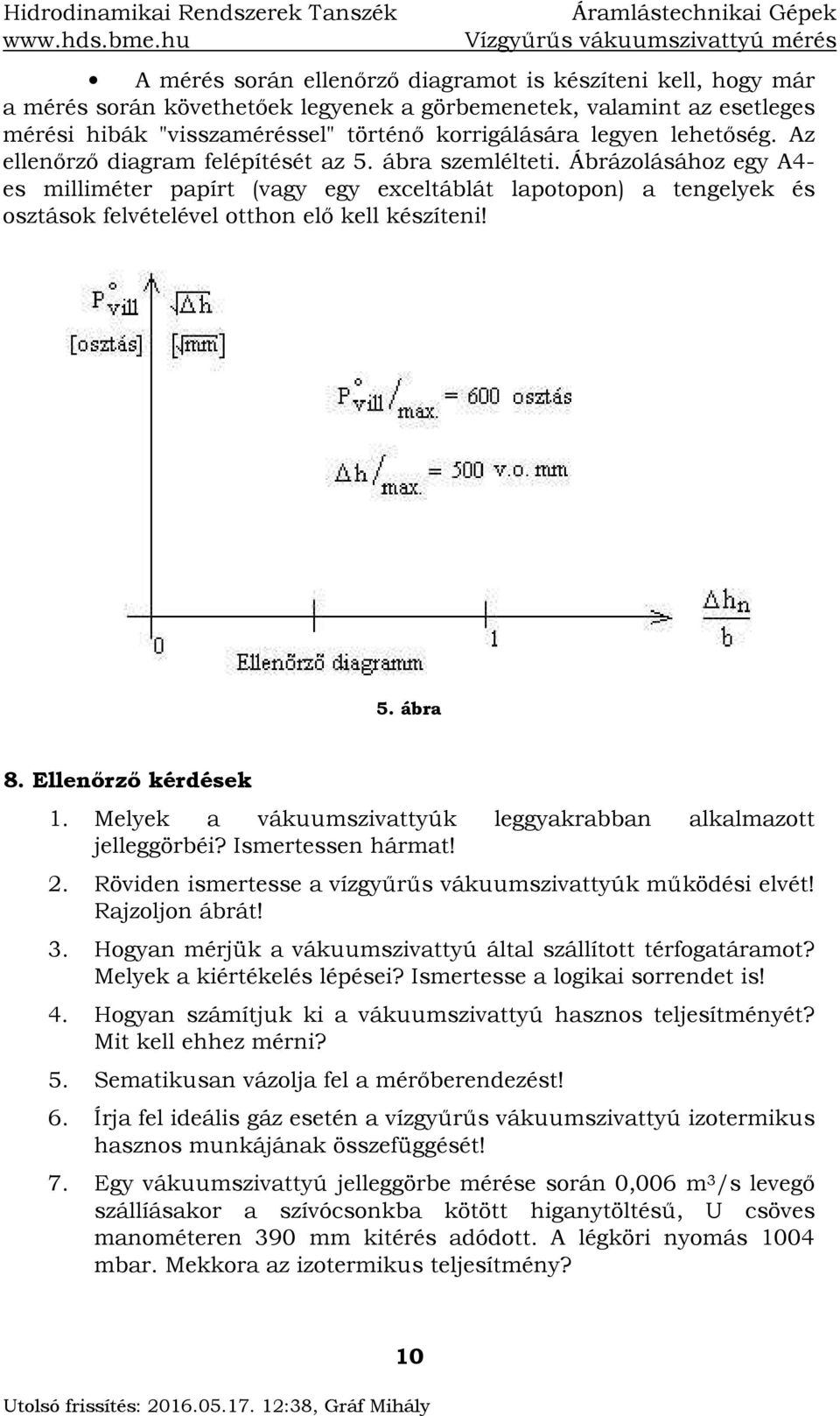 Ábrázlásáhz egy A4- es milliméter aírt (vagy egy exceltáblát latn) a tengelyek és sztásk felvételével tthn elő kell készíteni! 5. ábra 8. Ellenőrző kérdések.