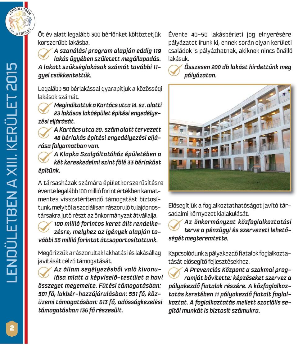 A Kar tács ut ca 20. szám alatt ter ve zett 48 bér la kás épí té si en ge dé lye zé si el já - rása folyamatban van.