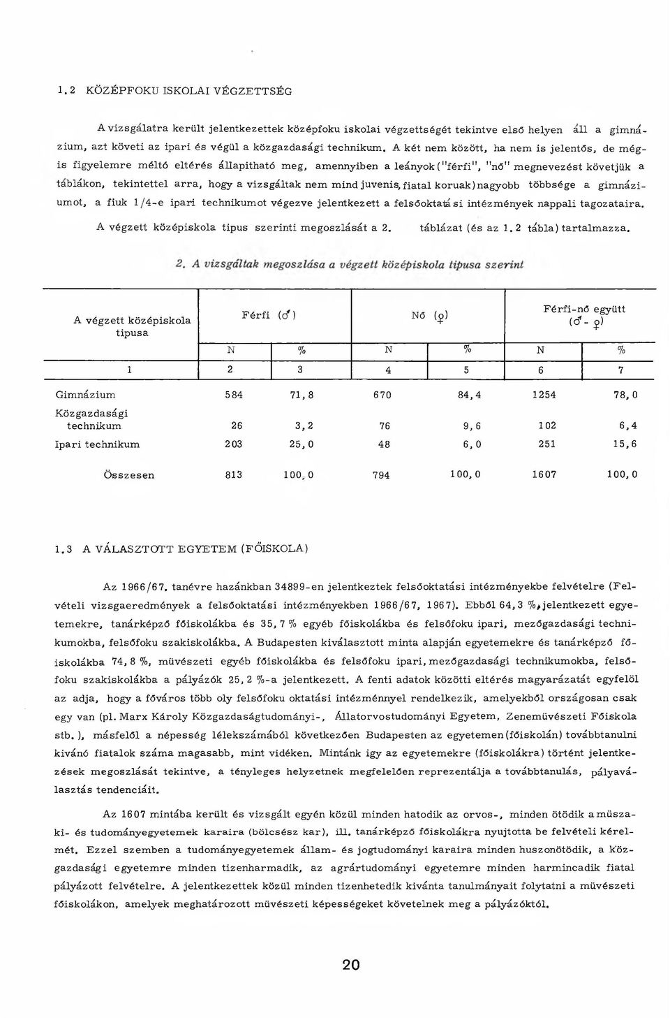 hogy a vizsgáltak nem mind juvenis, fia ta lk o rú a k ) nagyobb többsége a gim n áziumot, a fiuk 1 /4 - e ipari technikumot végezve jelentkezett a felsőok tatási intézm ények nappali tagozataira.