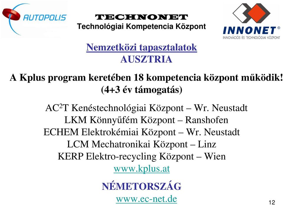 Neustadt LKM Könnyfém Központ Ranshofen ECHEM Elektrokémiai Központ Wr.