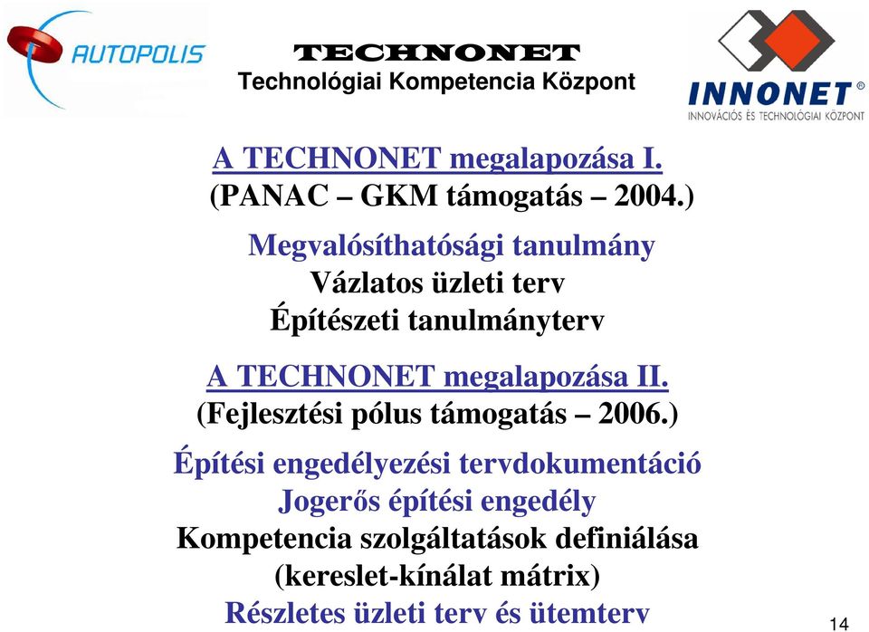 megalapozása II. (Fejlesztési pólus támogatás 2006.