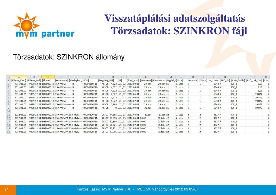 Törzsadatok: SZINKRON