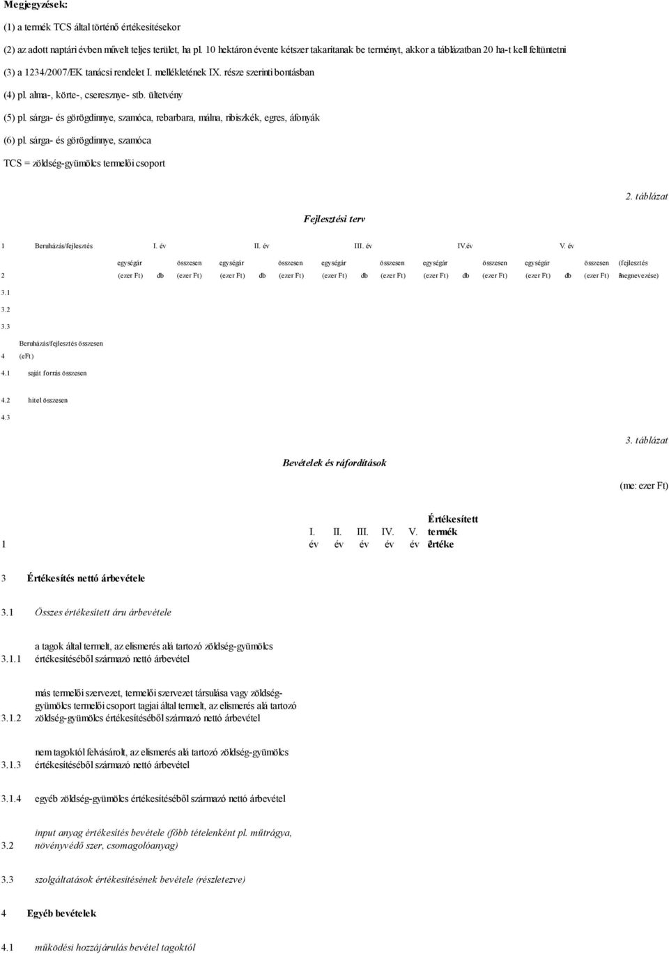 alma-, körte-, cseresznye- stb. ültetvény (5) pl. sárga- és görögdinnye, szamóca, rebarbara, málna, ribiszkék, egres, áfonyák (6) pl.