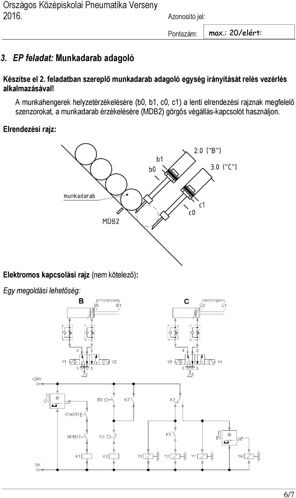 A munkahengerek helyzetérzékelésére (b0, b1, c0, c1) a lenti elrendezési rajznak megfelelő