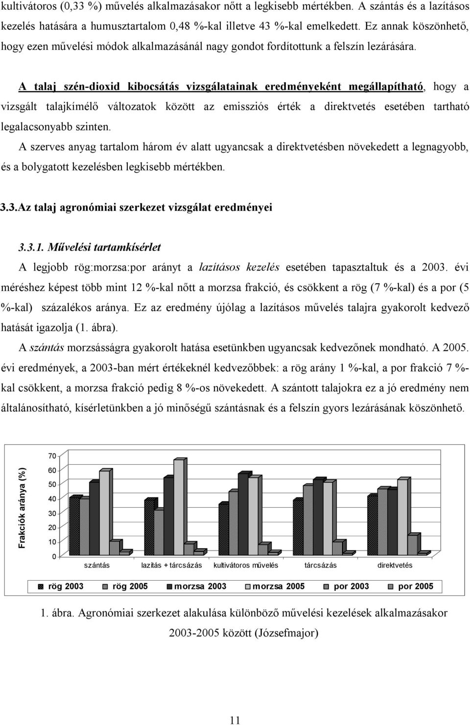 A talaj szén-dioxid kibocsátás vizsgálatainak eredményeként megállapítható, hogy a vizsgált talajkímélő változatok között az emissziós érték a direktvetés esetében tartható legalacsonyabb szinten.