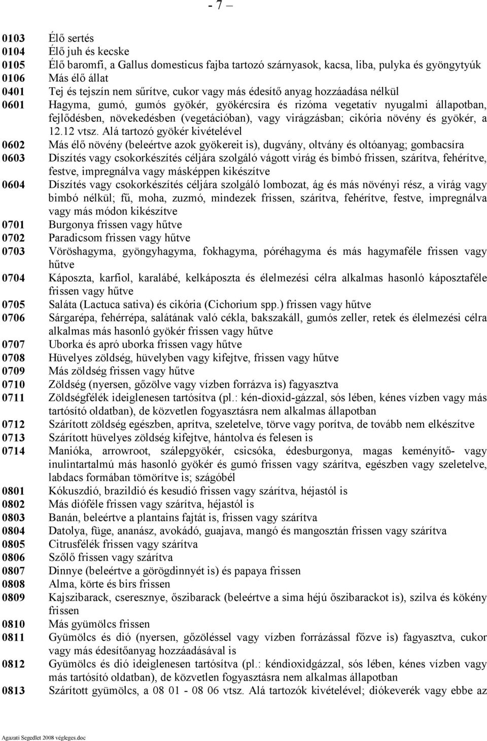 növény és gyökér, a 12.12 vtsz.