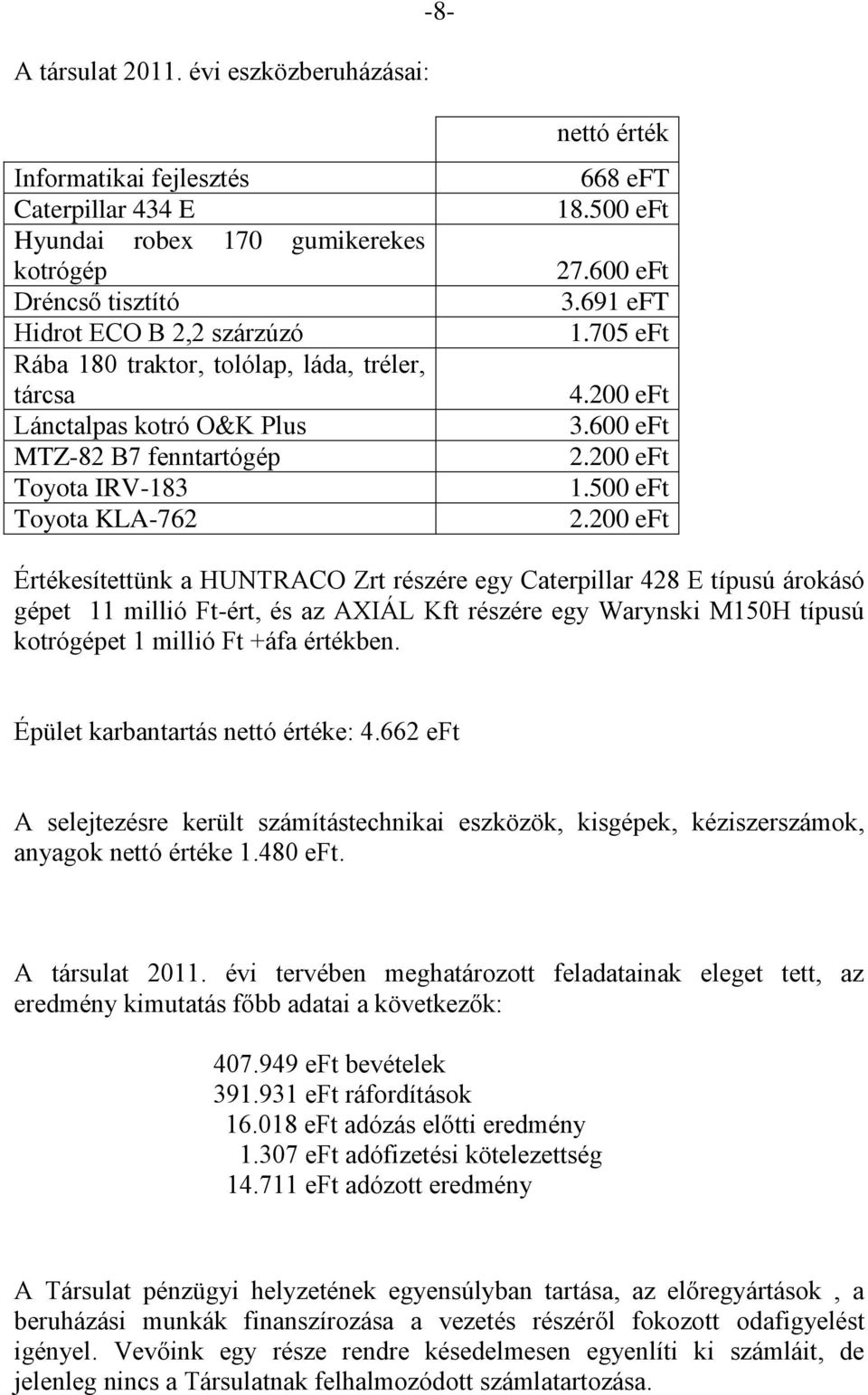 Lánctalpas kotró O&K Plus MTZ-82 B7 fenntartógép Toyota IRV-183 Toyota KLA-762 nettó érték 668 eft 18.500 eft 27
