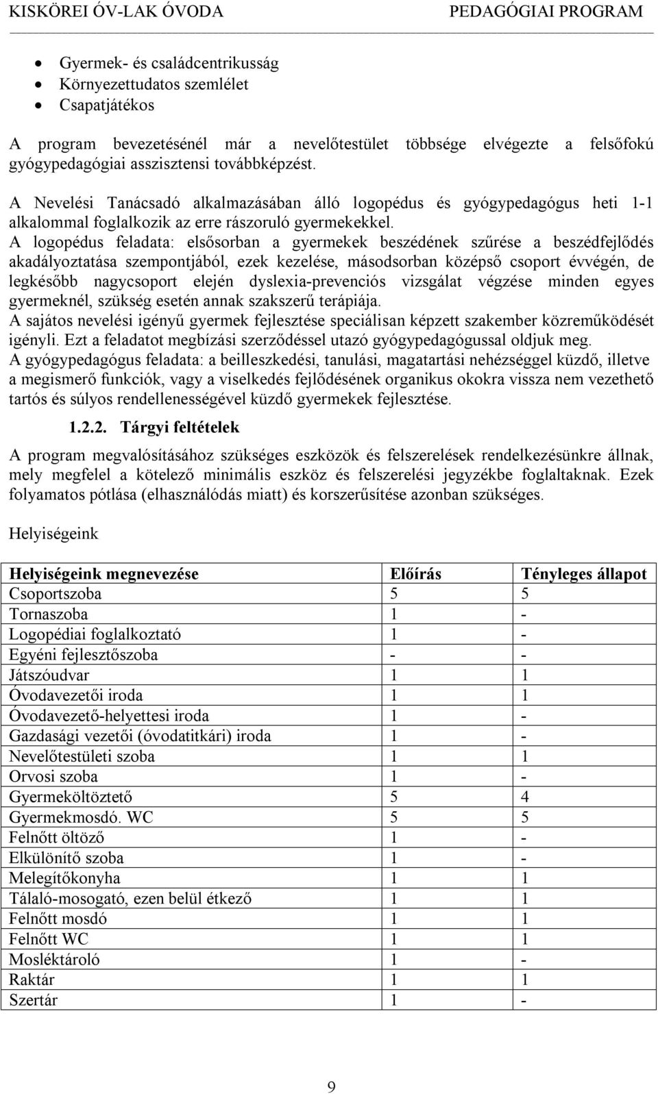 A logopédus feladata: elsősorban a gyermekek beszédének szűrése a beszédfejlődés akadályoztatása szempontjából, ezek kezelése, másodsorban középső csoport évvégén, de legkésőbb nagycsoport elején