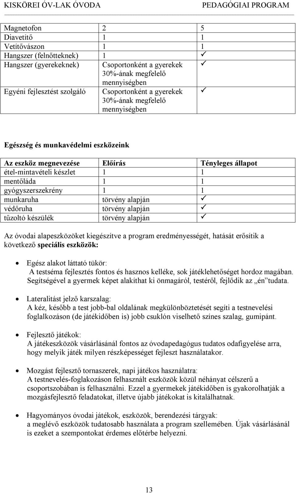 törvény alapján védőruha törvény alapján tűzoltó készülék törvény alapján Az óvodai alapeszközöket kiegészítve a program eredményességét, hatását erősítik a következő speciális eszközök: Egész alakot