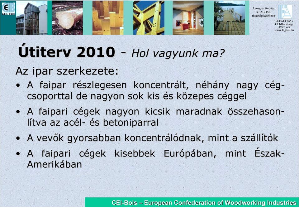 nagyon sok kis és közepes céggel A faipari cégek nagyon kicsik maradnak összehason-