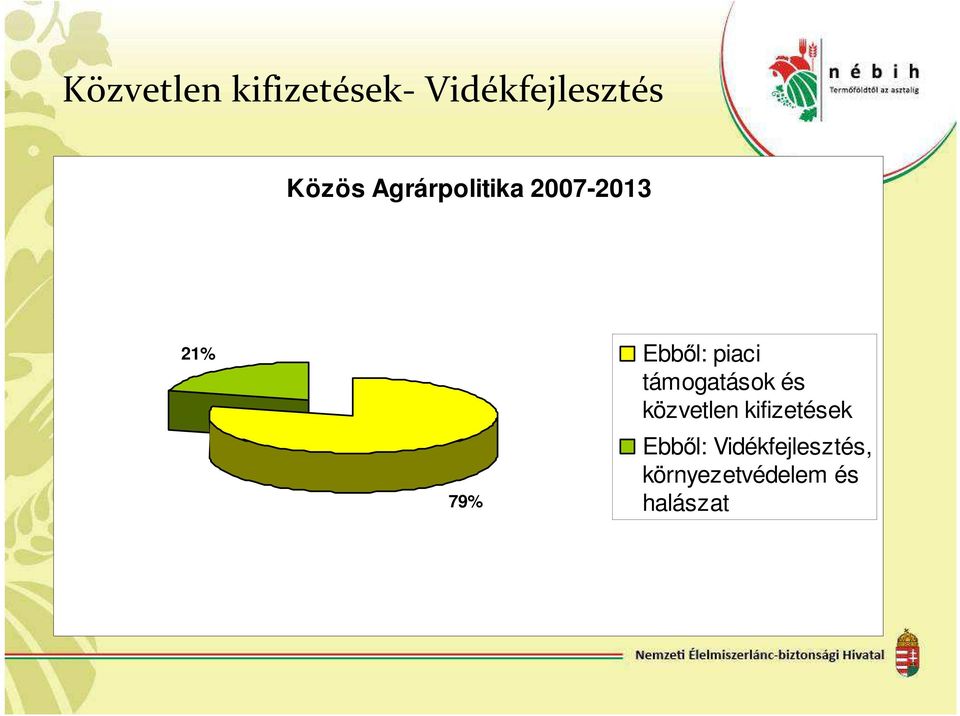 támogatások és közvetlen kifizetések 79%