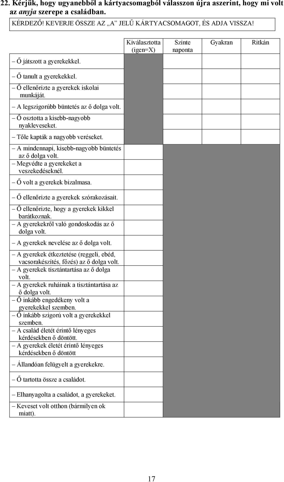 Ő osztotta a kisebb-nagyobb nyakleveseket. Tőle kapták a nagyobb veréseket. A mindennapi, kisebb-nagyobb büntetés az ő dolga volt. Megvédte a gyerekeket a veszekedéseknél. Ő volt a gyerekek bizalmasa.