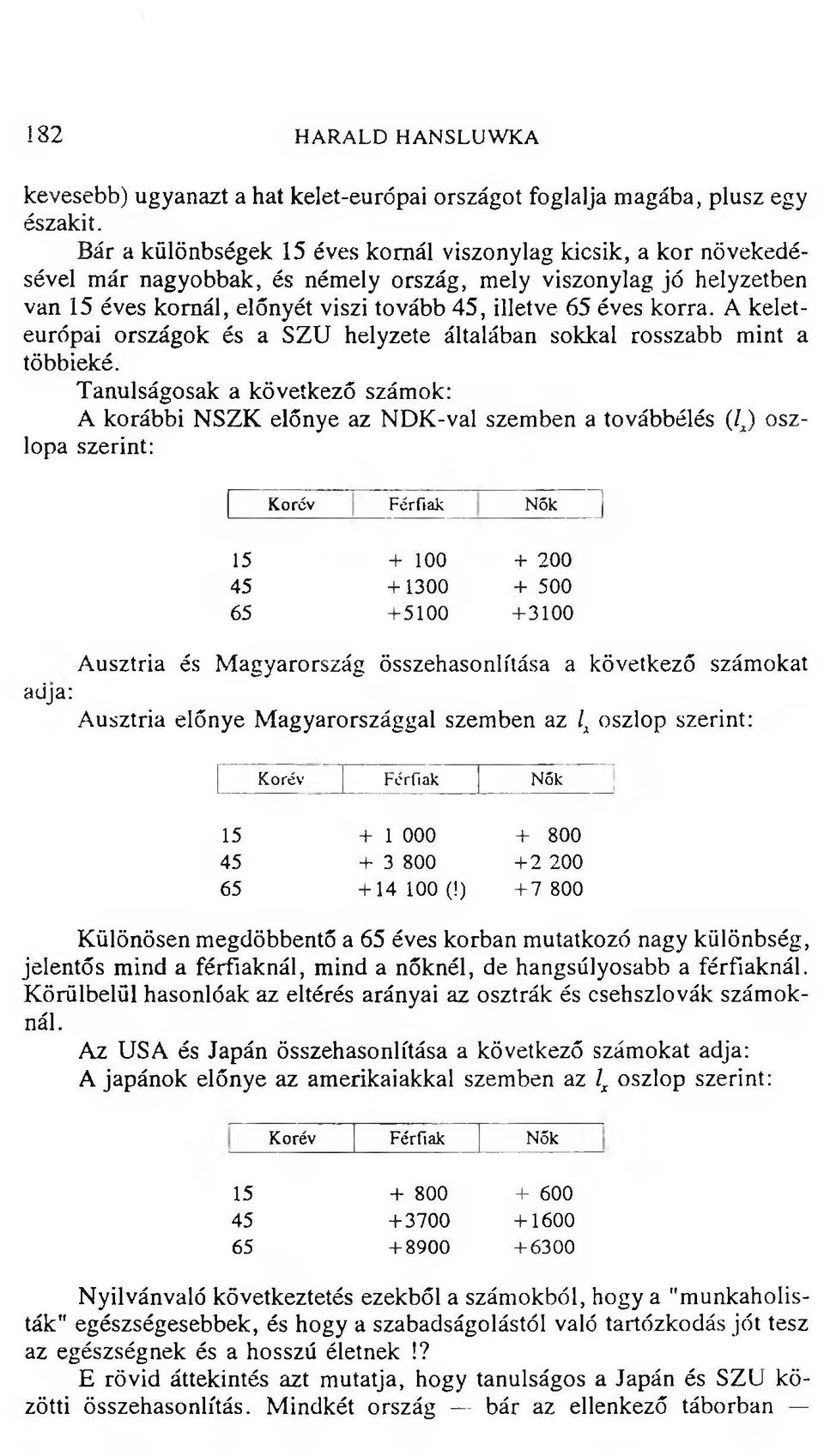 korra. A keleteurópai országok és a SZU helyzete általában sokkal rosszabb mint a többieké.