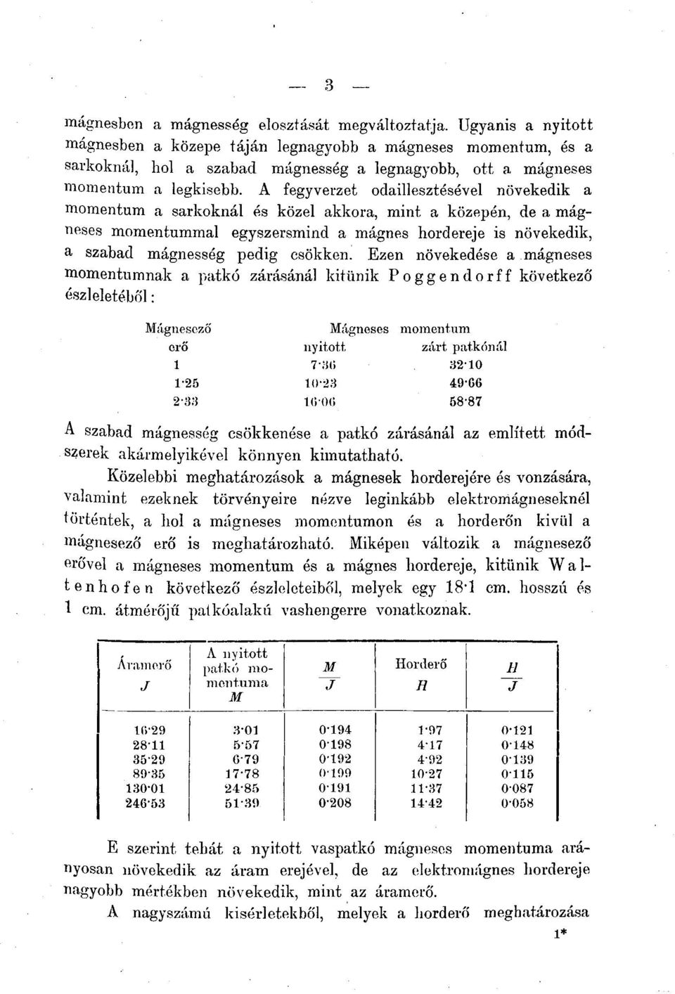 A fegyverzet odaillesztésével növekedik a momentum a sarkoknál és közel akkora, mint a közepén, de a mágneses momentummal egyszersmind a mágnes hordereje is növekedik, a szabad mágnesség pedig