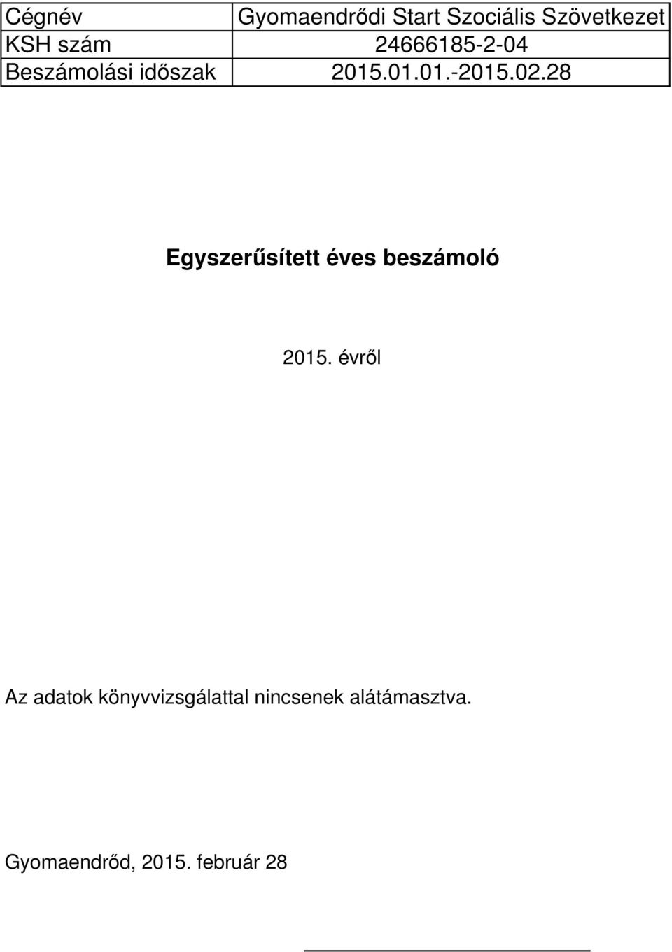 28 Egyszerűsített éves beszámoló 2015.