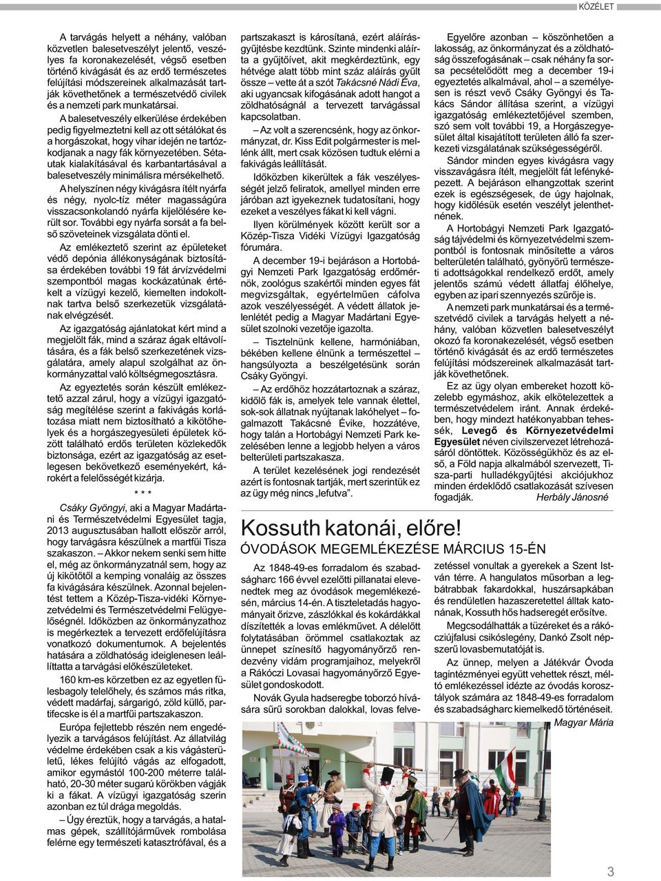 A balesetveszély elkerülése érdekében pedig figyelmeztetni kell az ott sétálókat és a horgászokat, hogy vihar idején ne tartózkodjanak a nagy fák környezetében.