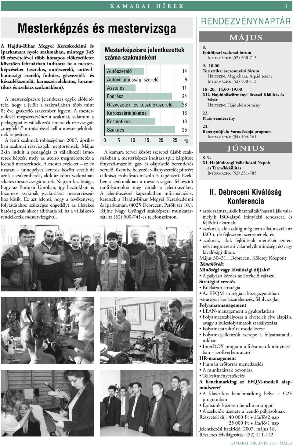 A mesterképzésre jelentkezés egyik előfeltétele, hogy a jelölt a szakmájában több mint öt éve gyakorló szakember legyen.