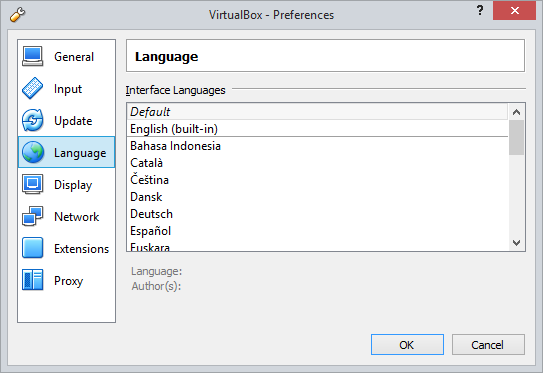 Nyelv beállítása Indítsuk el a VirtualBox alkalmazást.