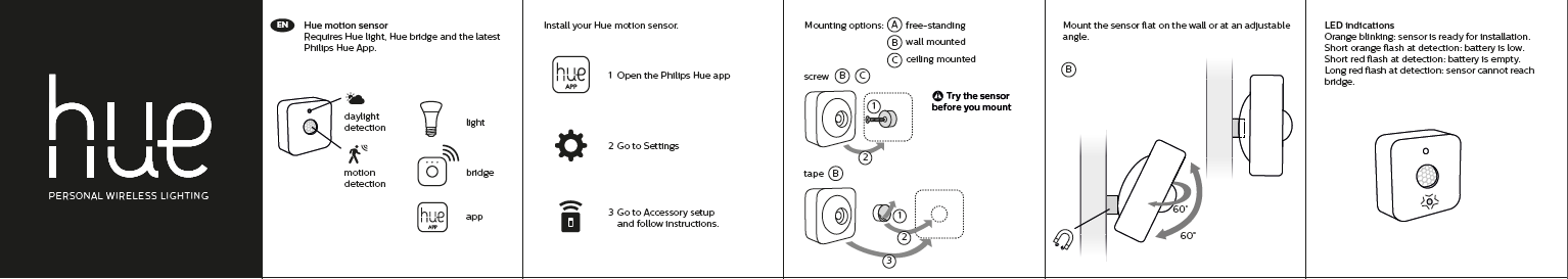 Hue motion sensor Használati utasítás: További részletek az