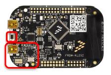 OpenSDA - nyomkövető Hardveres programozó és nyomkövető Soros kommunikáció (USB virtuális soros port) RESET