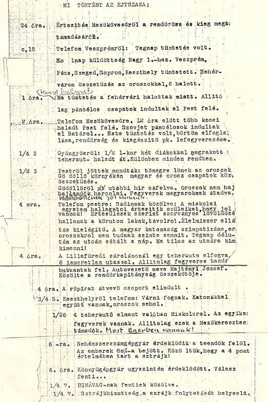1956. október 25-éről 26-ára virradó éjszaka Mi történt az éjszaka. Az első beérkező jelentések a diákparlament hírszolgálatának.