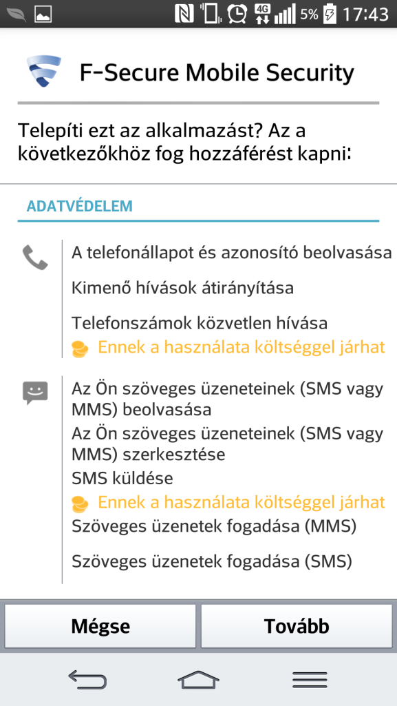 F-Secure telepítése Android-készülékeken Itt látható az alkalmazás