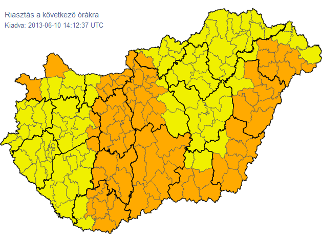 3. fokozatú riasztás hófúvásra 2013. január 18-án 5. b) ábra Piros riasztás hófúvásra 2013. március 14-én 6.