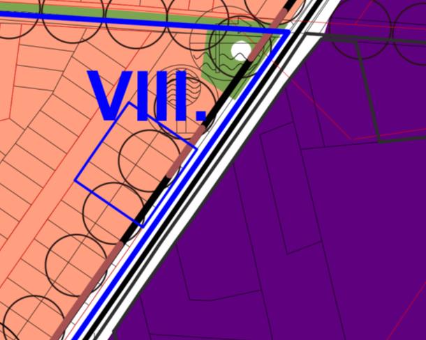 VIII. A Kissori út mentén Vt övezetbe kell sorolni a Zk közkert alatti telekcsoportot, közösségi jellegű épület építésének céljára. Szabályozási tervi, rendeleti módosítások 1.