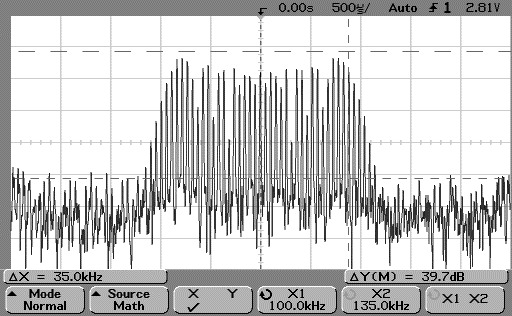 A 2 khz modulálójelhez tartozó löketet tehát meghatározta, ezen keresztül a modulációs index fixen 17,5 marad.