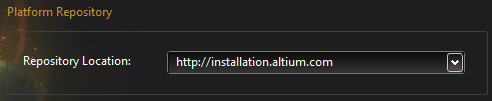 Állítsuk be, mely verziót kívánjuk telepíteni, és honnan. A Platform Repository mez alapértelmezett értéke az Altium telepítési tárolója (http://installation.altium. com).