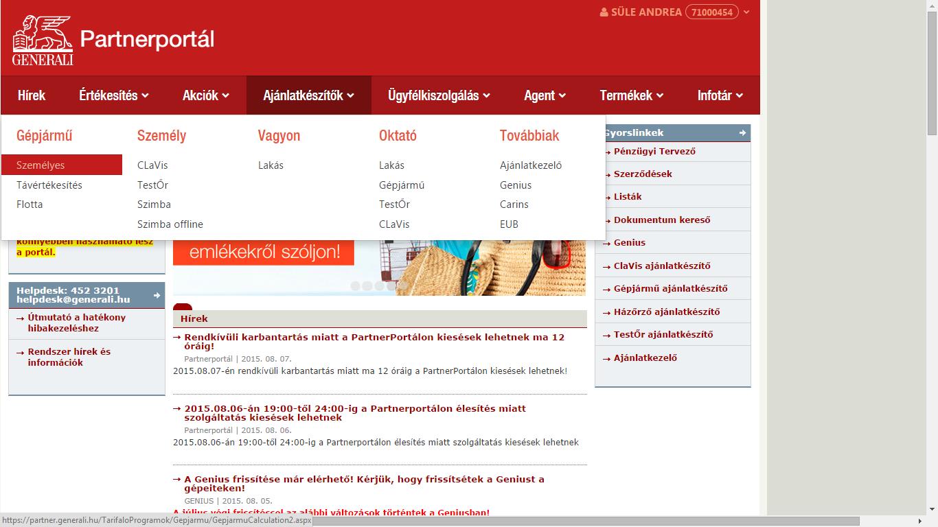 Ajánlatadás Partner Portál -