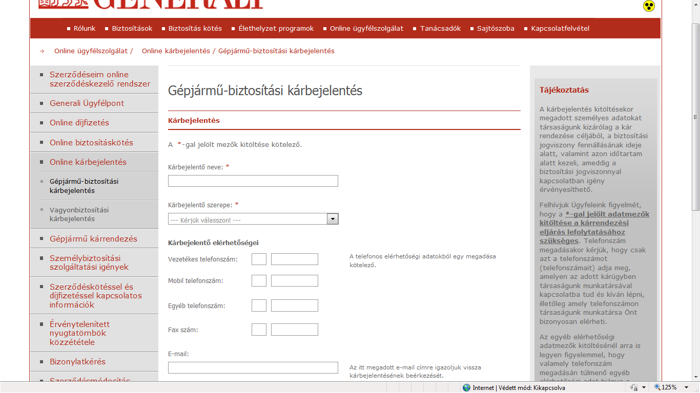 Kárrendezés Kárbejelentés