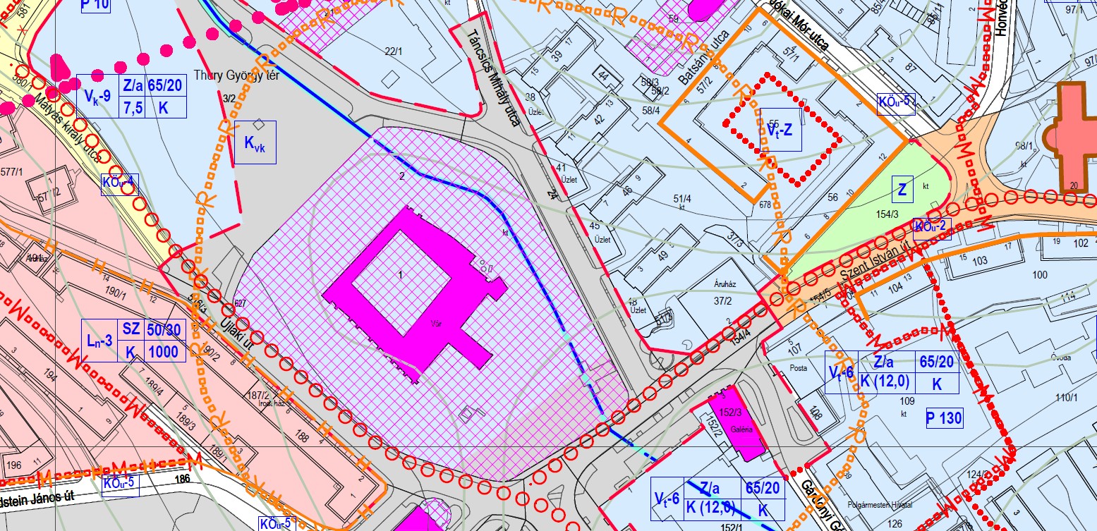 Kivonat a hatályos Szabályozási Tervből ( Várpalota Város Helyi Építési Szabályzatának és Szabályozási Tervének Jóváhagyásáról szóló 22/2009. (V.4.) rendelet melléklete) kivonat a 114/2009. (IV.30.