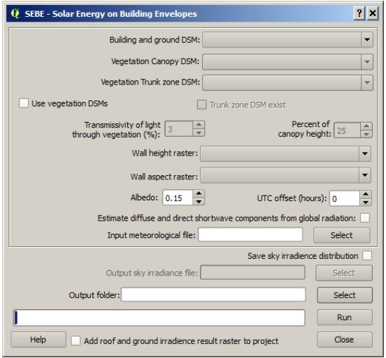 Solar Energy on Building Envelopes (SEBE) Felszínadatok - Digitális felület modell (épületek, felszín) - 2 opcionális további digitális felületmodell (lombkorona, törzs zóna) Meteorológiai adatok -