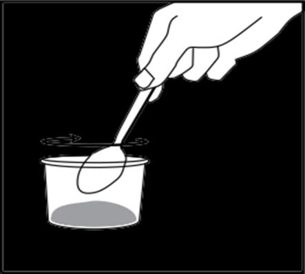 3. lépés: Tegyen egy kis adagnyi lágy ételt (almaszósz vagy vanília puding) a keverőpohárba (lásd 2. ábra). 2. ábra 4. lépés: Nyissa ki a tasakot (lásd 3. ábra). 3.ábra 5.